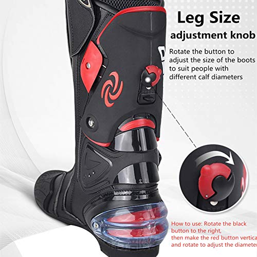 MRDEAR Botas de Moto Hombre Carretera Impermeables, Ventilación Ajustable, Botas de Motocross Cuero Zapatos Motocicleta Deportivas con Protectores Rígidos Integrados Estables, Blanco (41 EU)