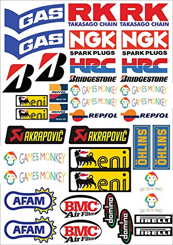 Stickers, kit of 2 for motocross motorcycles, full panel of 40 units