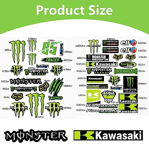 YISKY Adhesivo de Motocicleta, Calcomanía Monstruo, Skateboard Coche Pegatinas, Motocross Stickers, Pegatina Monster Energy para Casco de Moto, para Motocicletas, Cascos, Motos de Cross, monopatines