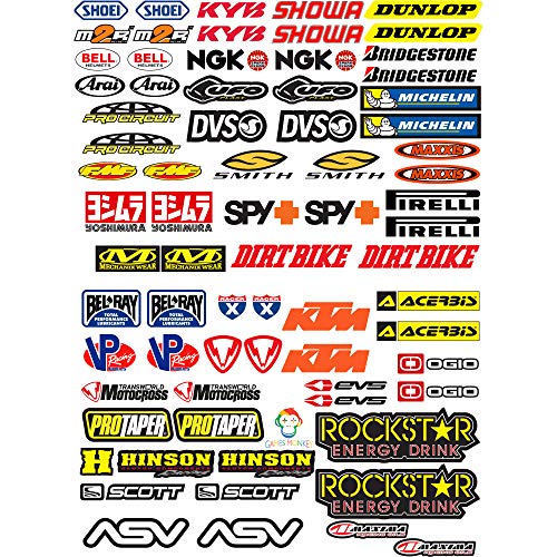 Aanbieding van zelfklevende stickers voor motocrossmotor, volledige set, 73 stuks