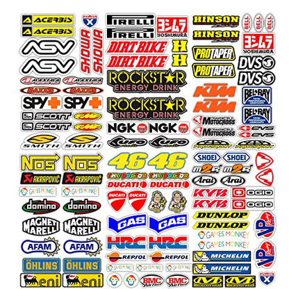 MAS DI VITALE MARIA Einzelunternehmen Aufkleber Motorrad Sponsoren 113 Stück Aufkleber Grafiken Motocross MTB Computer Vespa Modell Vinyl Glanz Paket berühmte Marken (36x33 cm)